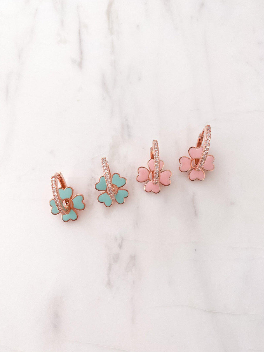 Alissa Pastel Pink Clover Earrings-Earrings-Alissa-Emila-3