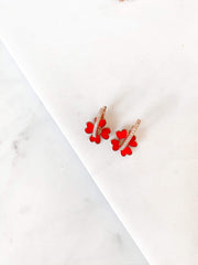 Alissa Red Enamel Clover Earrings-Earrings-Alissa-Emila-1