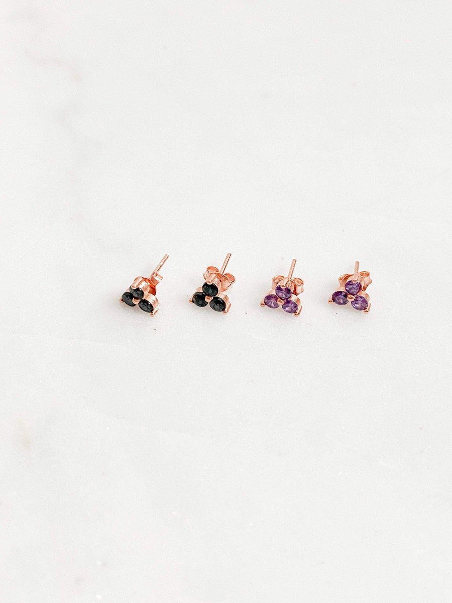 Alissa Triple Stone Studs-Earrings-Alissa-Purple-Emila-6