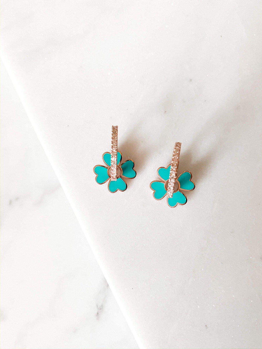 Alissa Turquoise Enamel Clover Earrings-Earrings-Alissa-Emila-2
