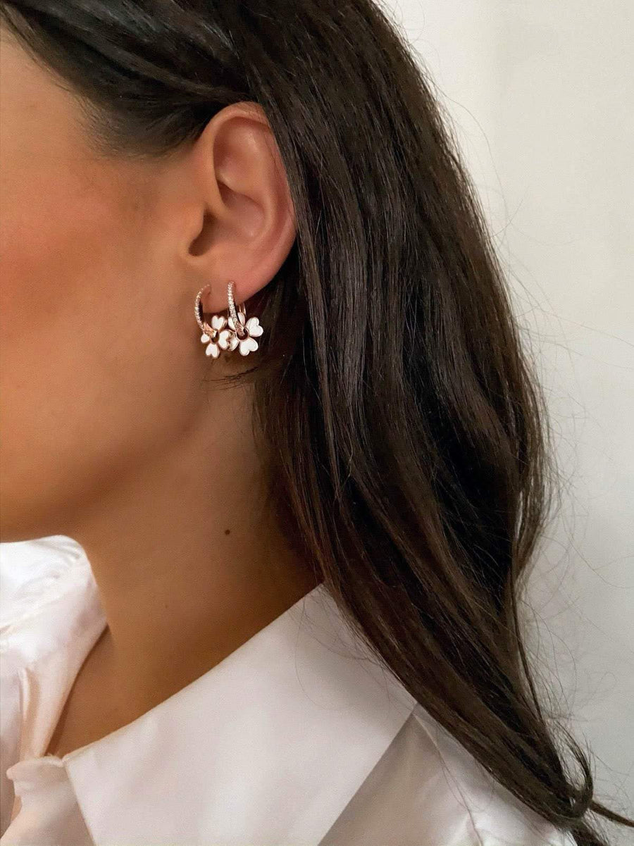Alissa White Enamel Clover Earrings-Earrings-Alissa-Emila-2