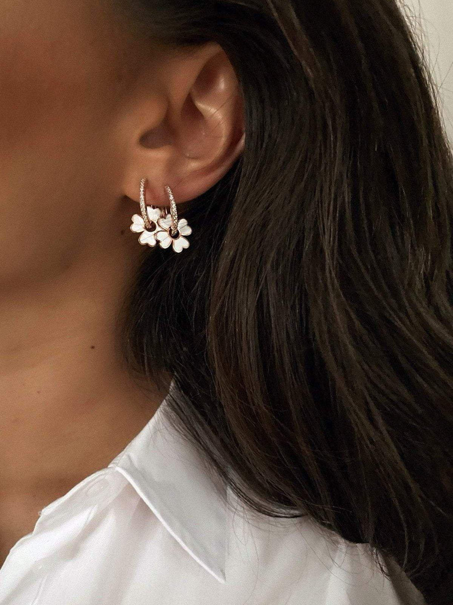 Alissa White Enamel Clover Earrings-Earrings-Alissa-Emila-5