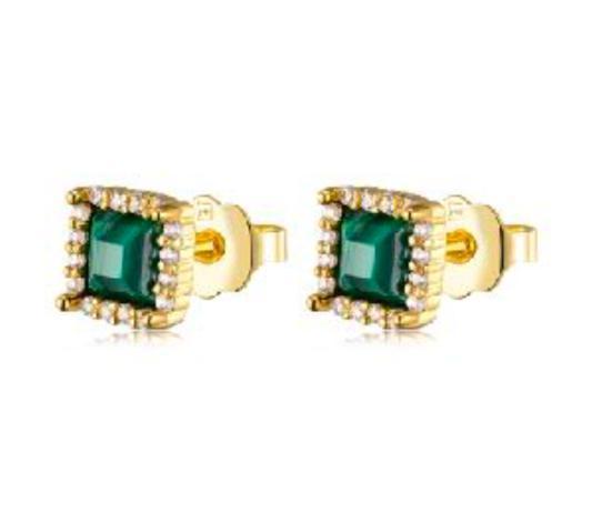 F+H Divinlys Malachite Gemstone Studs-Earrings-F+H Jewelry-Emila-1