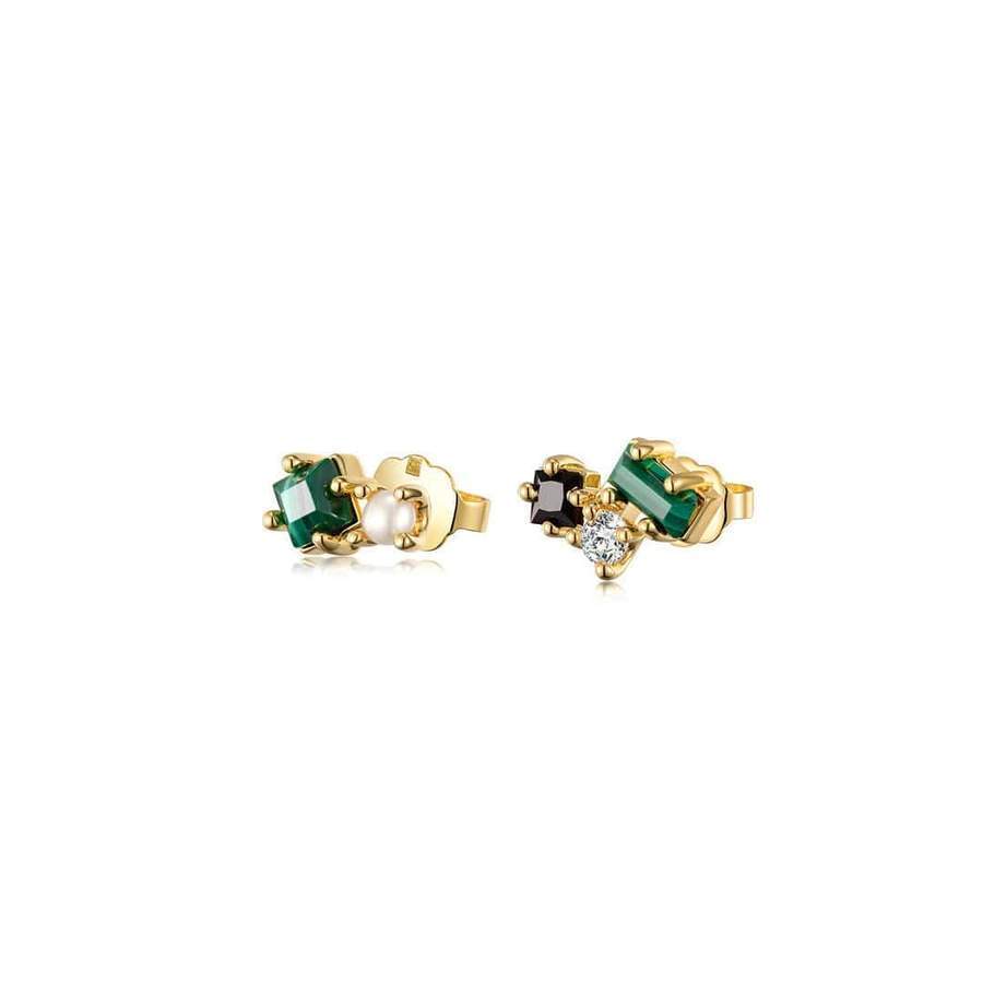 F+H Jewelry Gemstone Asymmetrical Studs-Earrings-F+H Jewelry-Emila-2