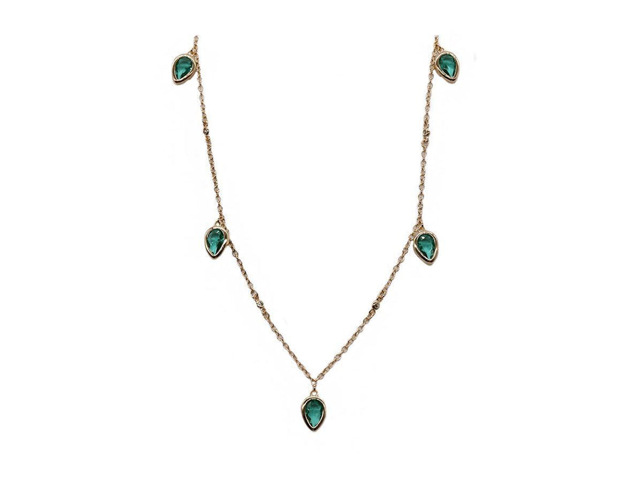 Lalou Emerald Raindrop Necklace-Necklace-Lalou London-Emila-2