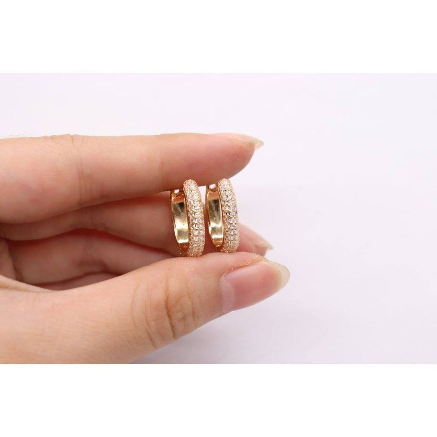 Lalou Gold Pave Huggie Earrings-Lalou London-Emila-2