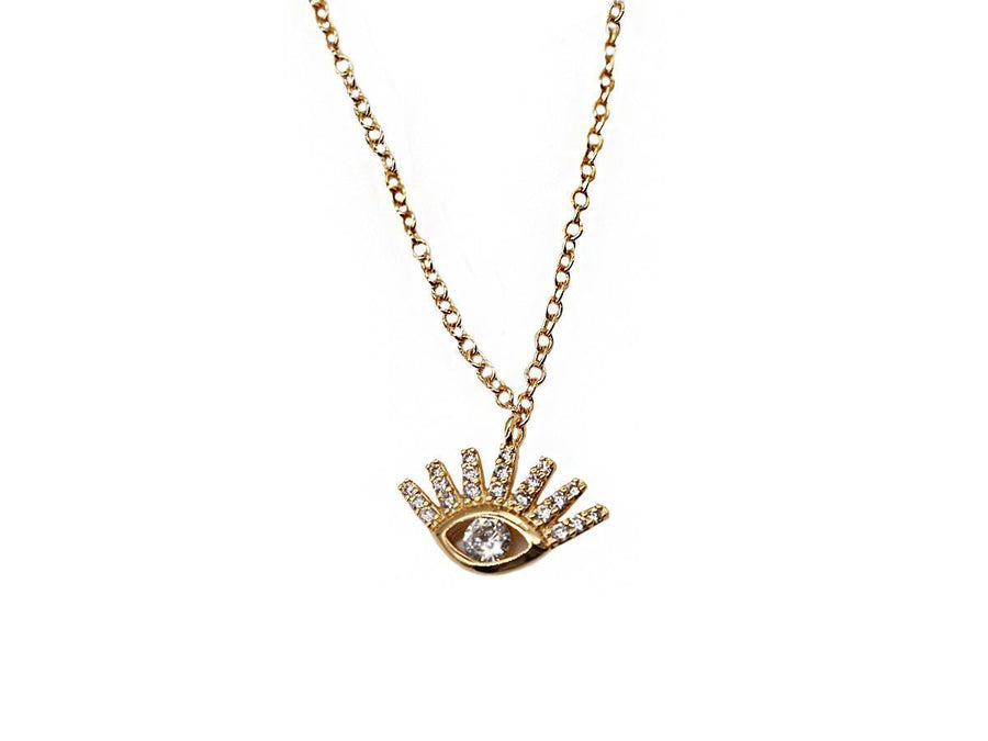 Lalou Gold & Zirconia Eye Necklace-Necklace-Lalou London-Emila-5