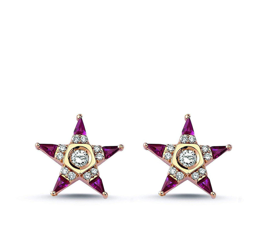 Emila Ruby Melis Goral Mars Star Ruby Diamond Earrings – Emila