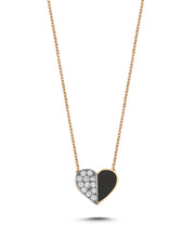 Melis Goral Onyx and Diamond Heart Necklace-Necklace-Melis Goral-Emila-1