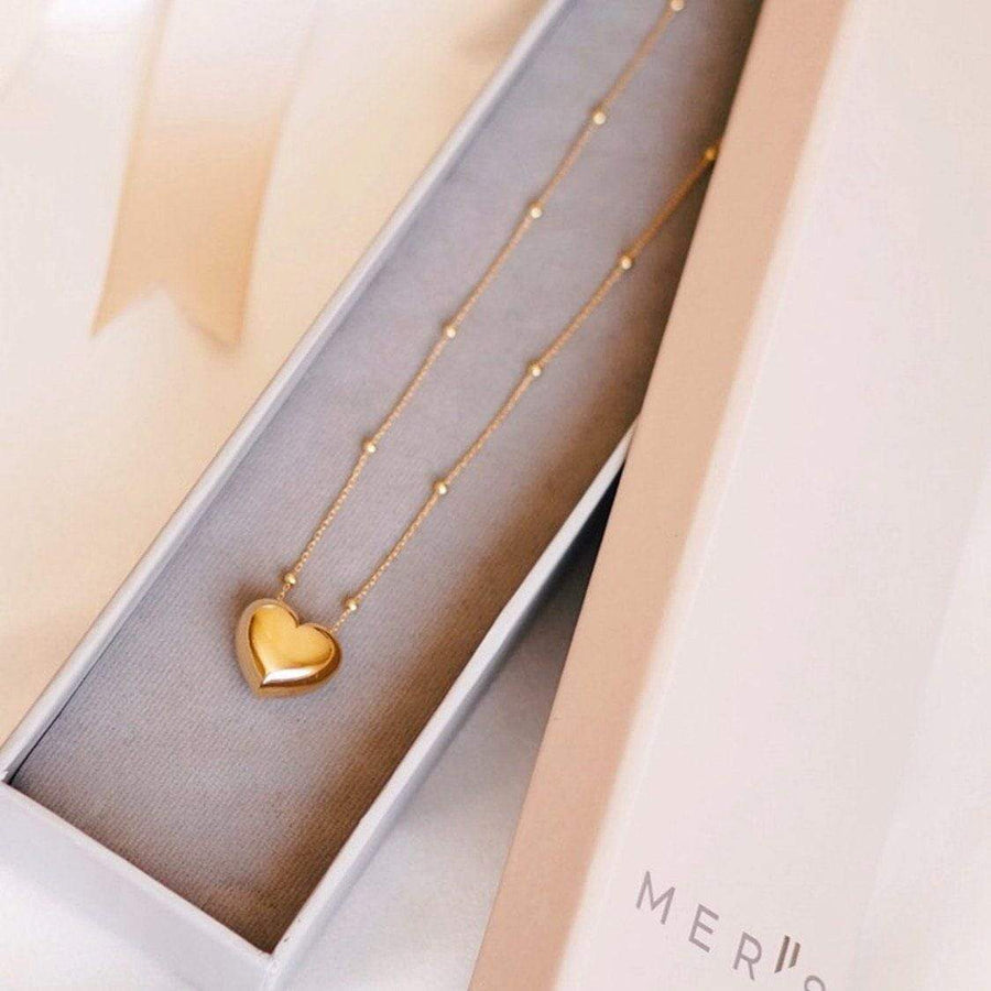 Mers Bubbly Me Gold Heart Necklace-Necklace-Mers-Accented Heart-Emila-5