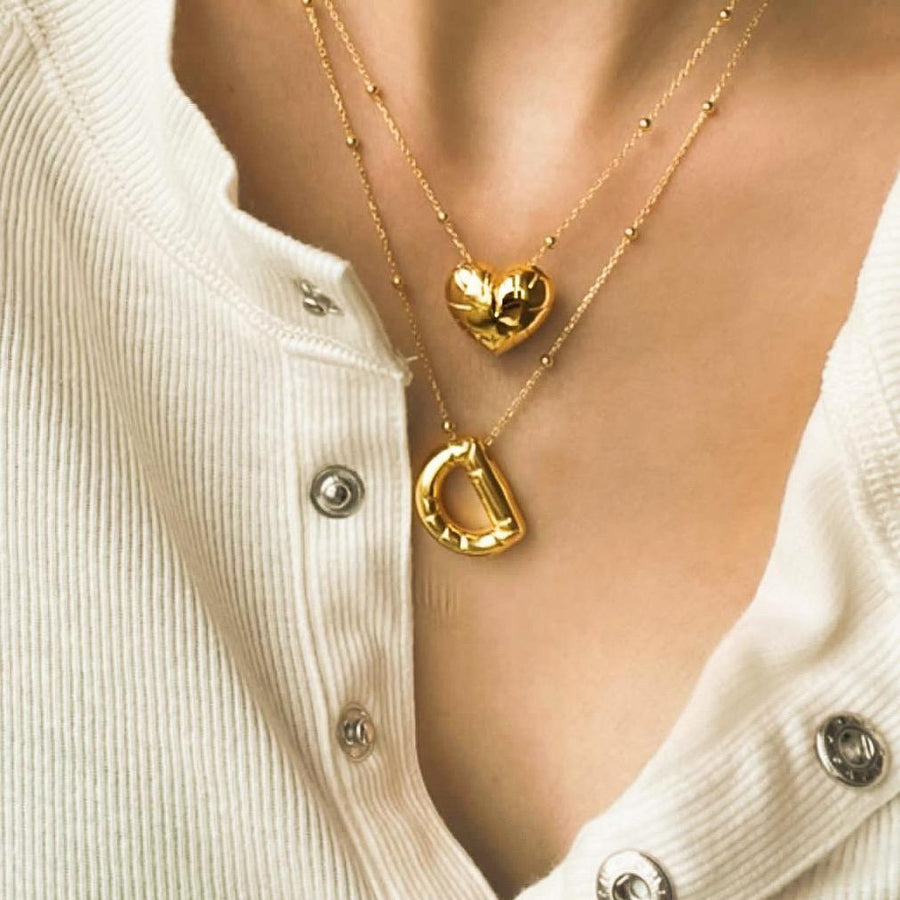 Mers Bubbly Me Gold Heart Necklace-Necklace-Mers-Accented Heart-Emila-1