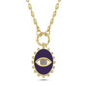 Mers Cobalt Oval Evil Eye Pendant Necklace-Necklace-Mers-Emila-1
