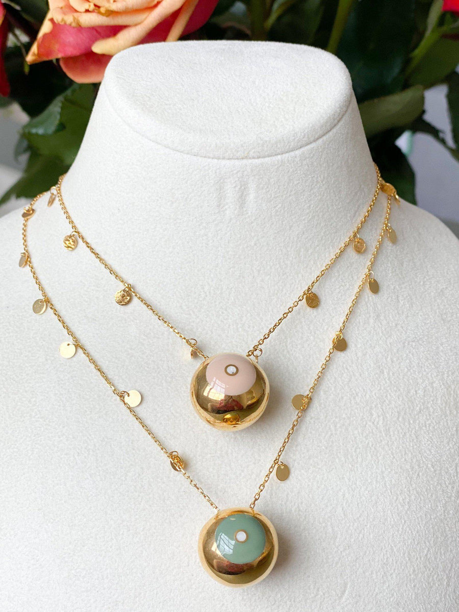Mers Enamel Ball Pendant Necklace-Necklace-Mers-Nude-Emila-2
