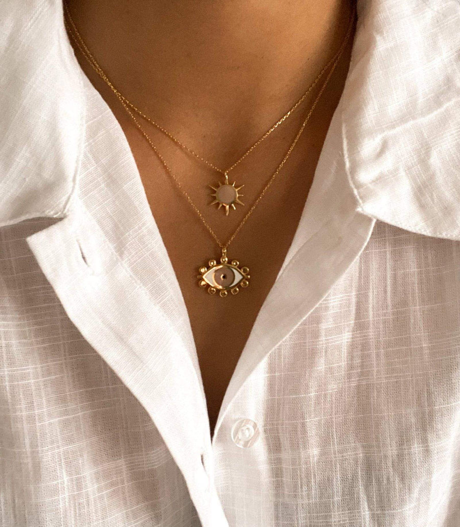 Mers Enamel Mini Moon Necklace - Navy-Necklace-Mers-Navy-Emila-2