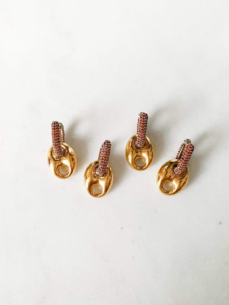 Mers Gold Enamel Earrings-Earrings-Mers-Amber Pave Clasp-Emila-2
