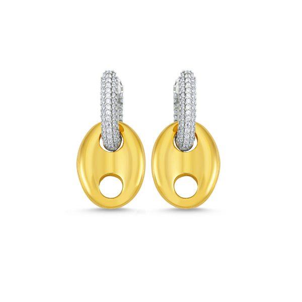 Mers Gold Enamel Earrings-Earrings-Mers-Silver Pave Clasp-Emila-1