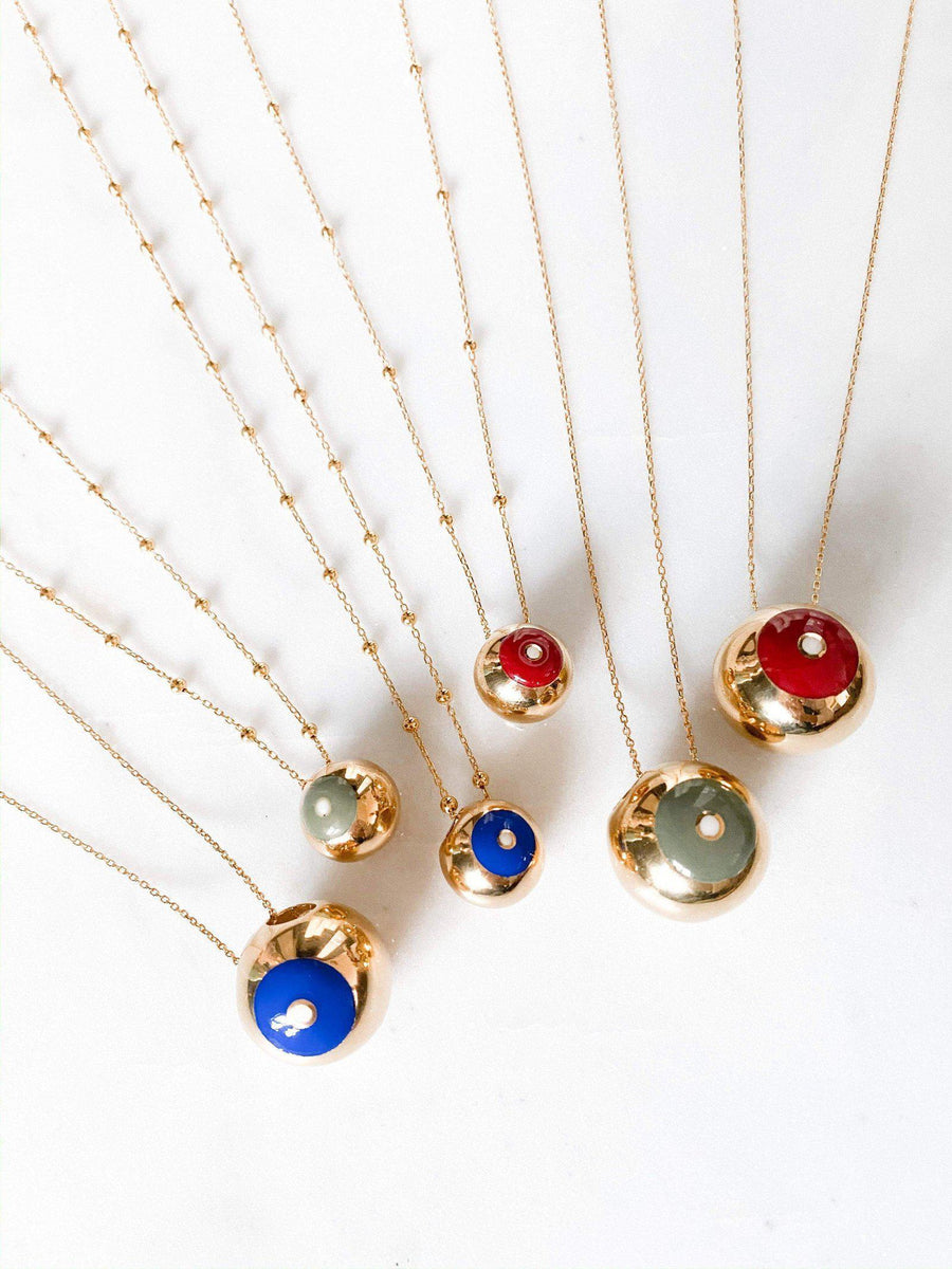Mers Mini Enamel Ball Necklace-Necklace-Mers-Burgundy-Emila-8