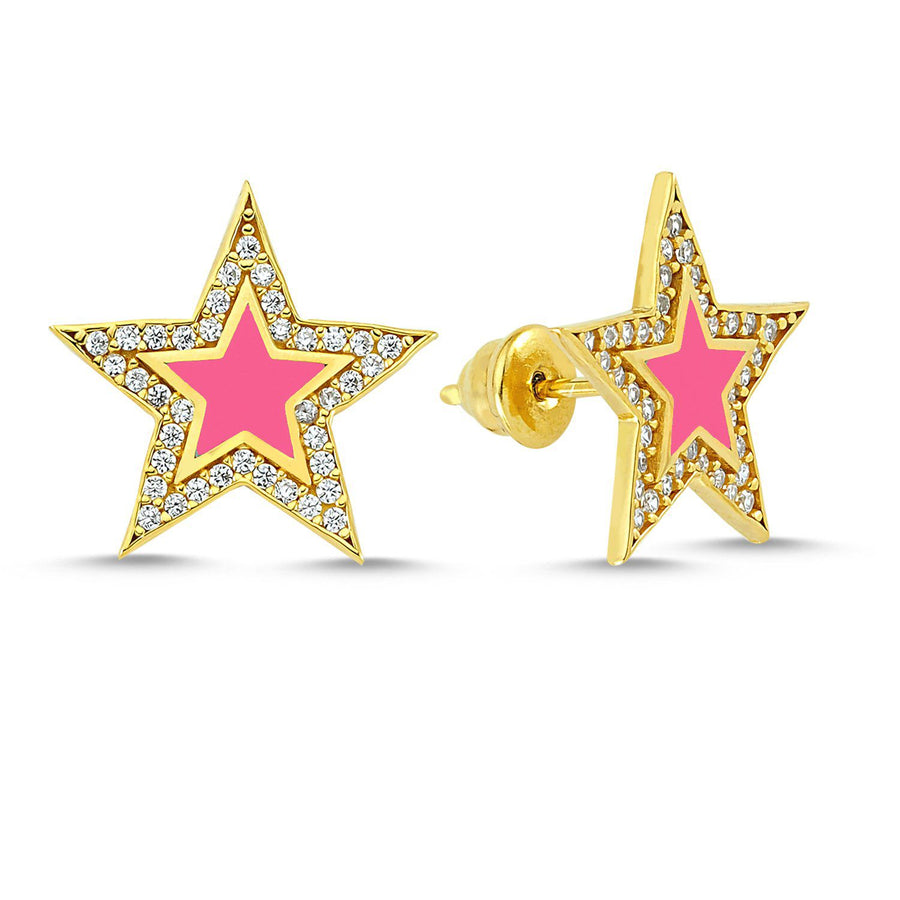 Mers Starzone Enamel Earrings-Earrings-Mers-Pink-Emila-3