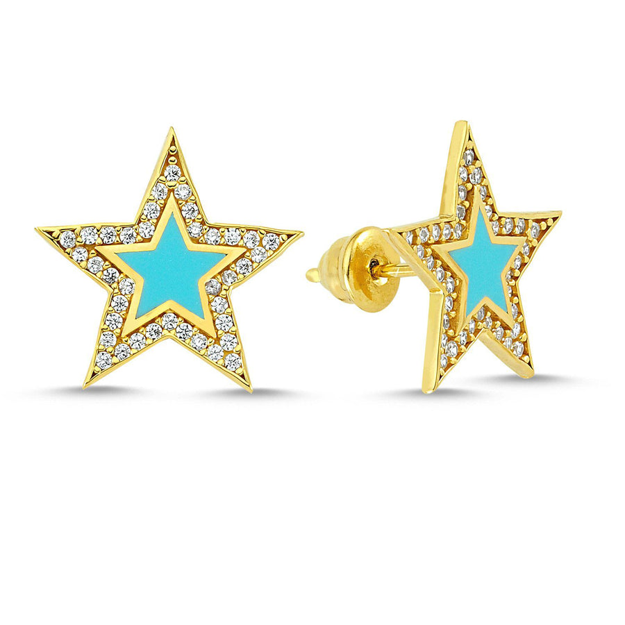 Mers Starzone Enamel Earrings-Earrings-Mers-Turquoise-Emila-7