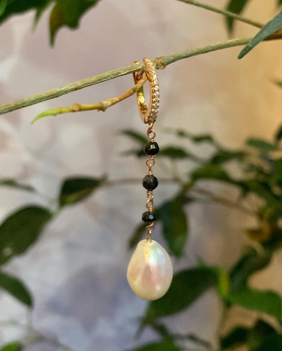 Mia Perlo Dainty Pearl Drop Earrings-Earrings-Mia Perlo-Grey Freshwater Pearl-Emila-5