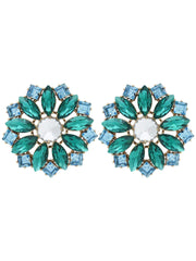 Ninon Maksim Aqua & Emerald Crystal Earrings-Earrings-Ninon-Emila-1